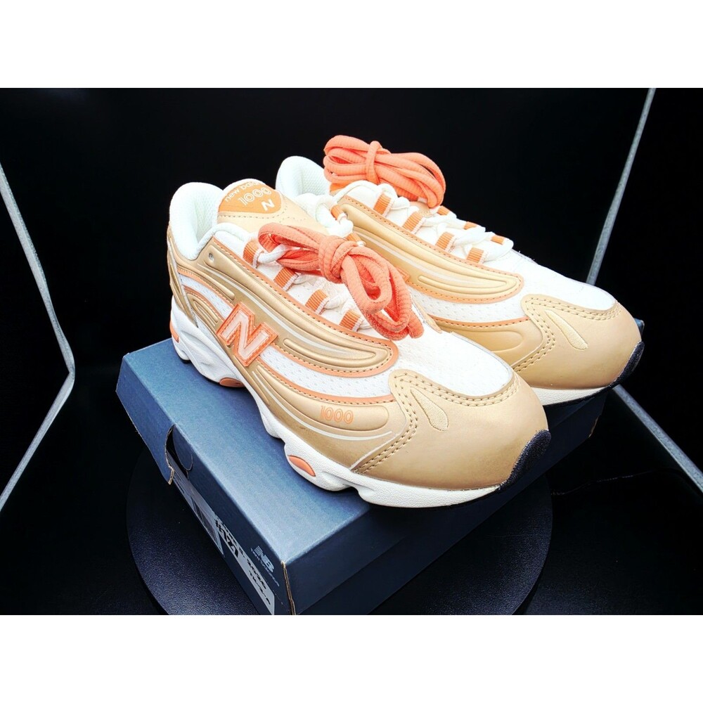 New Balance 1000 Unisex Kids Low Top Lace-Up Sneakers White/Gold Size US 2.5 - Picture 2 of 7
